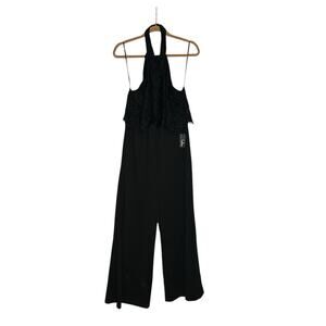 Lulus Bethanie Black Lace Halter Jumpsuit Size XL